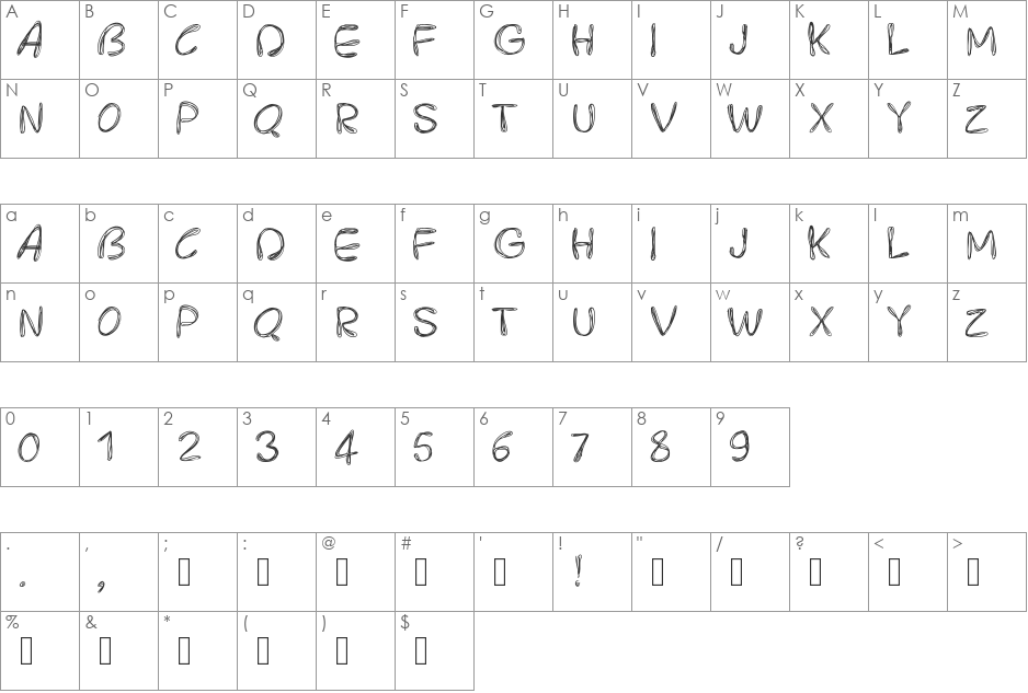 PWRoundedScratch font character map preview
