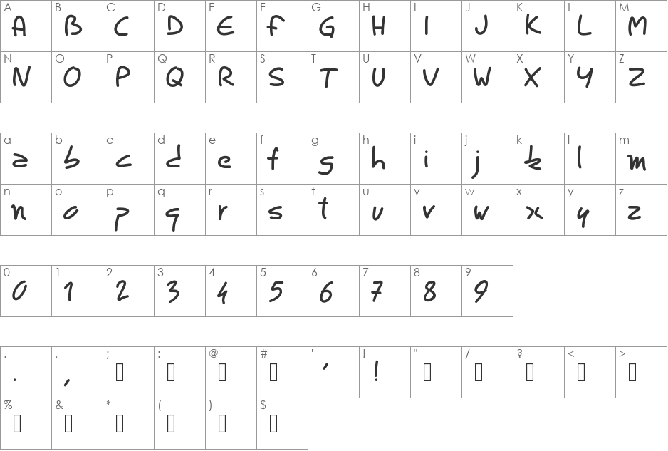 PWRoundedScript font character map preview