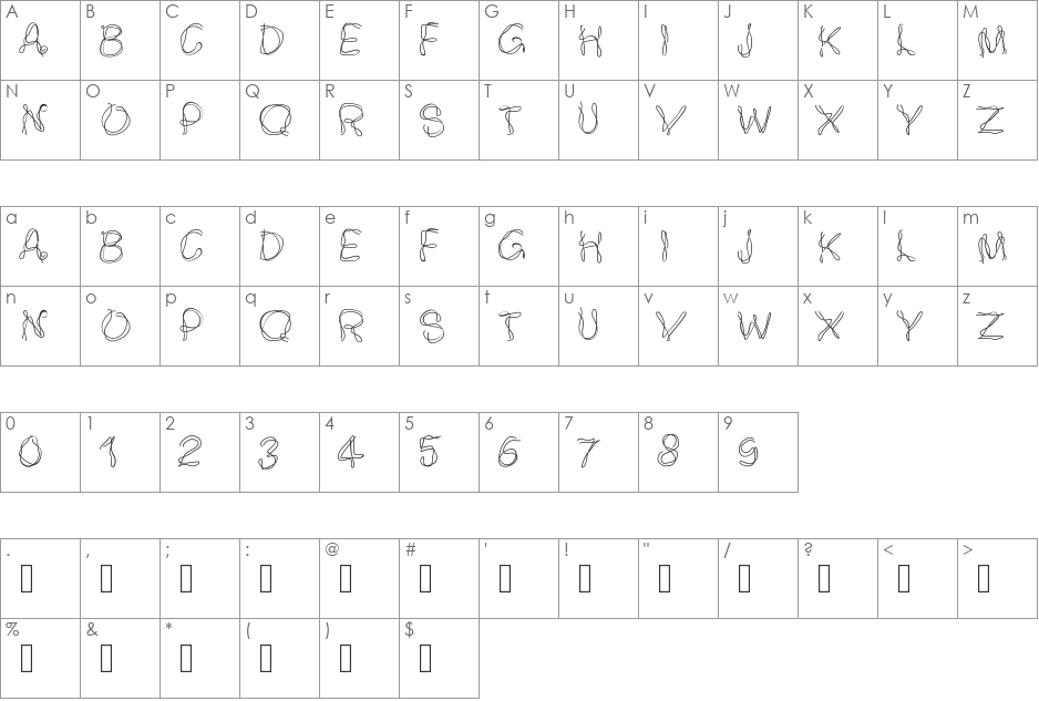 PWSmokey font character map preview