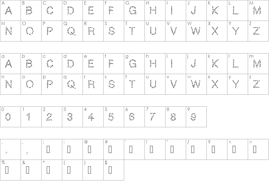 PWTribe font character map preview