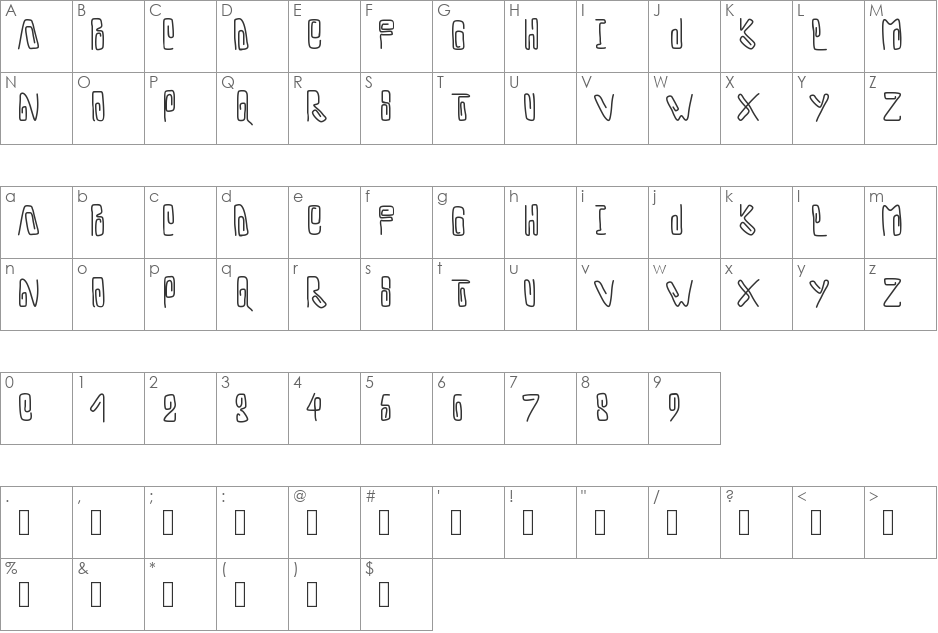 PWTrombone font character map preview