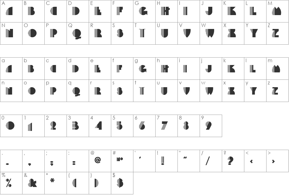 Backstage Pass NF font character map preview