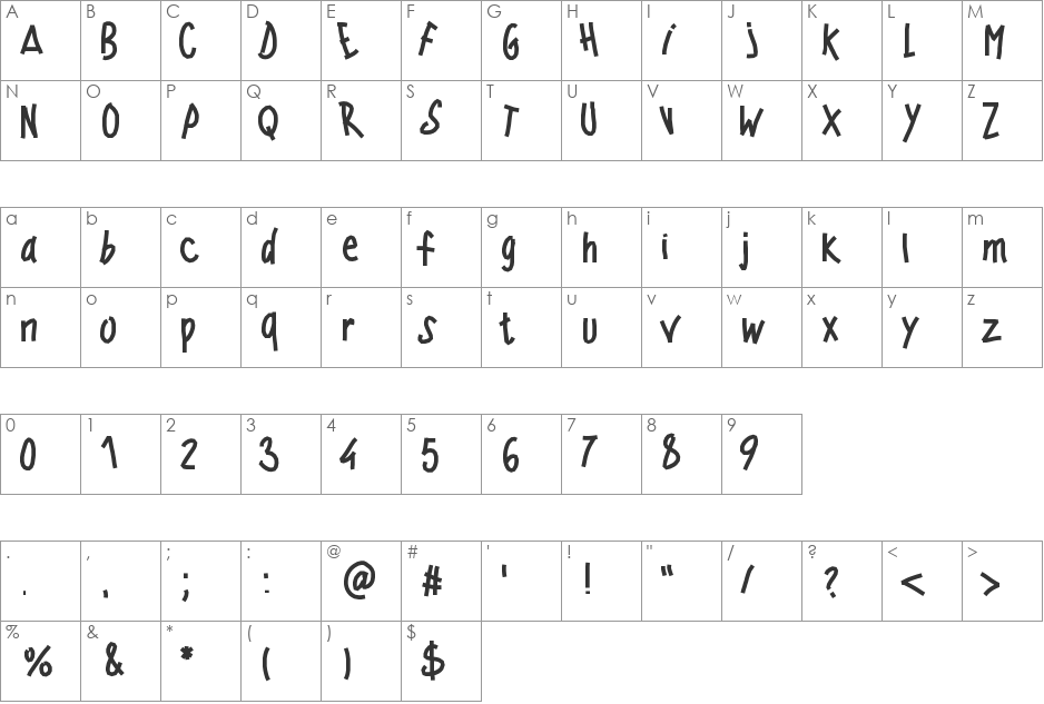 PWWindyfont font character map preview