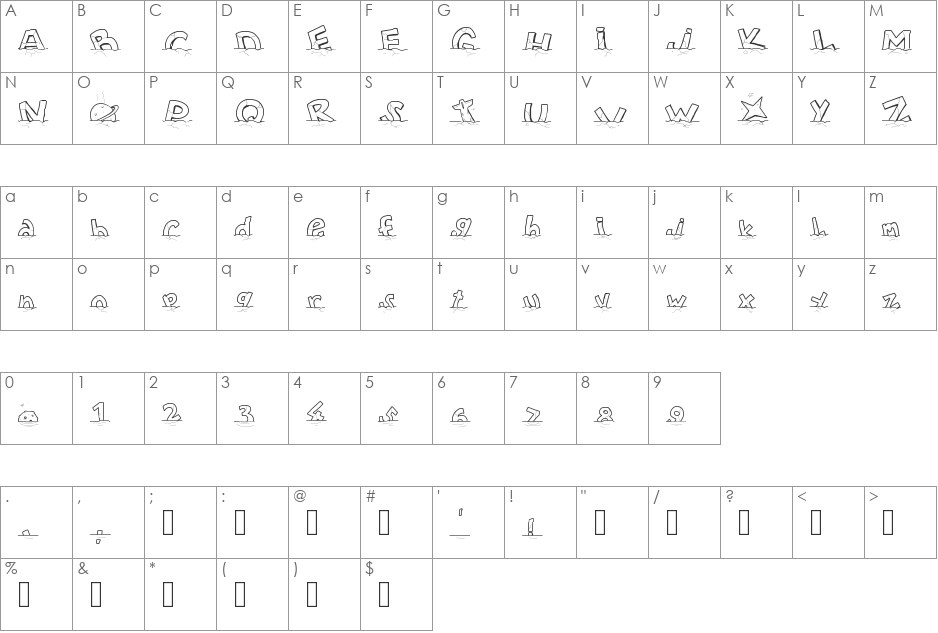 PWWORLDSEND2112 font character map preview