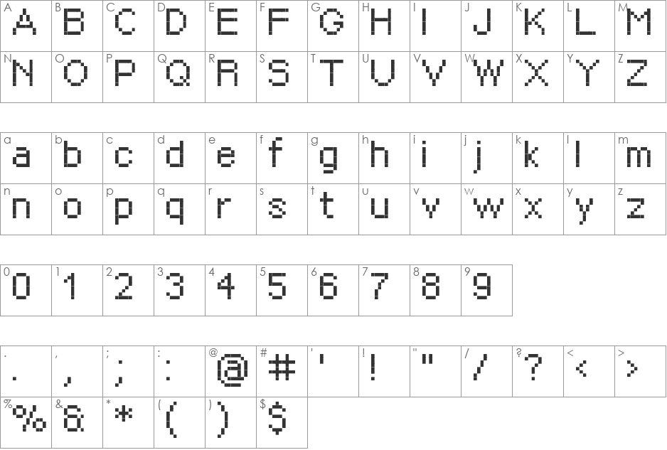 px sans nouveaux font character map preview