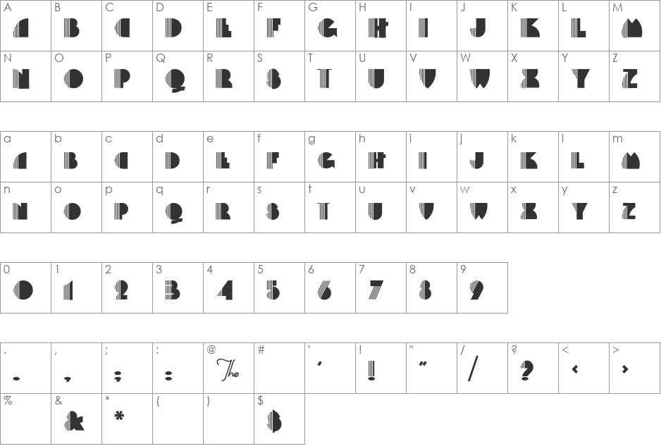 Backstage Pass NF font character map preview