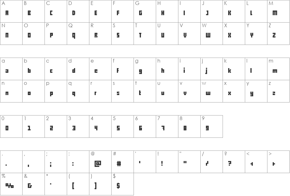 pxll font character map preview