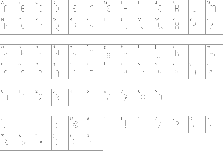 Pycuaf font character map preview