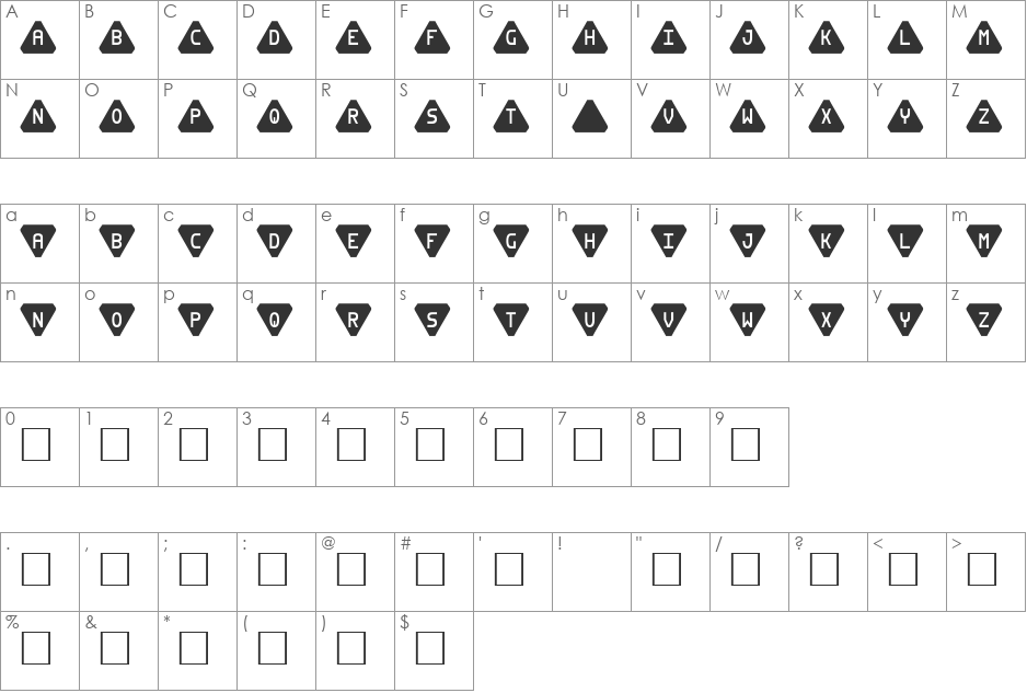 Pyrabet font character map preview