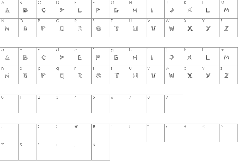 pyramid inverted font character map preview