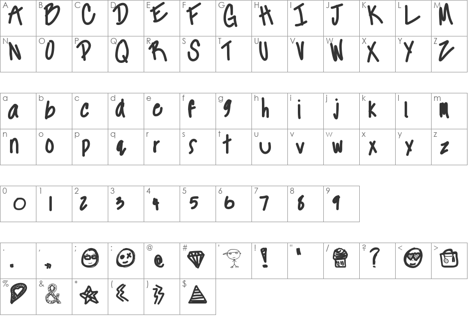 pyramids font character map preview