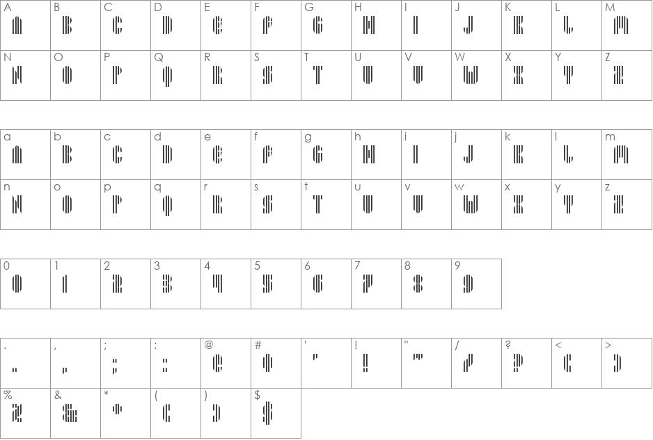 Pyrsing font character map preview