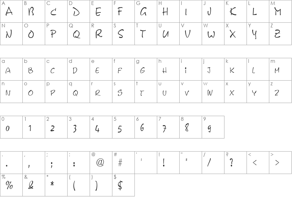 PyxidCondensed font character map preview