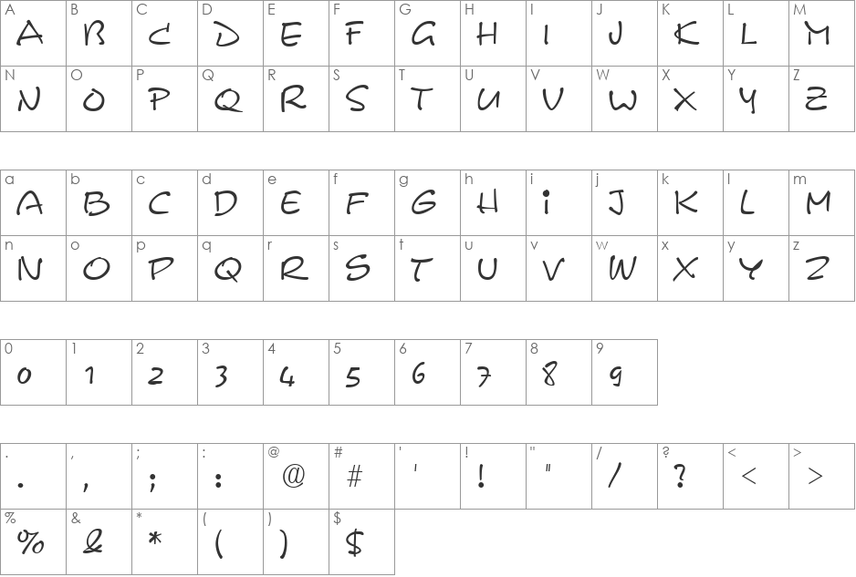 Pyxidium font character map preview