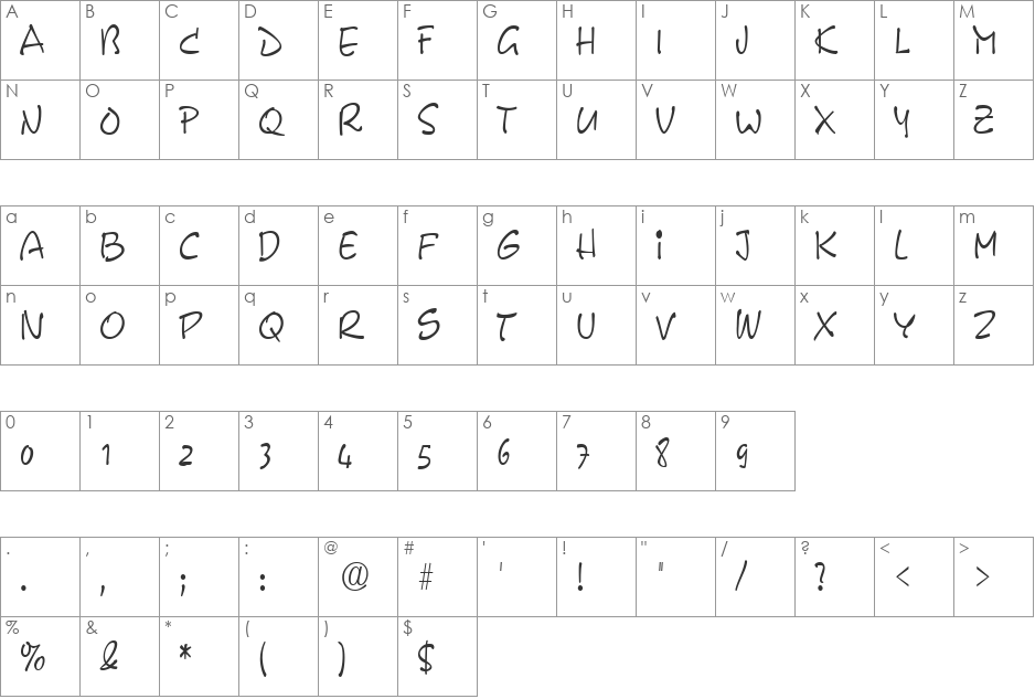 PyxidiumCondensed font character map preview