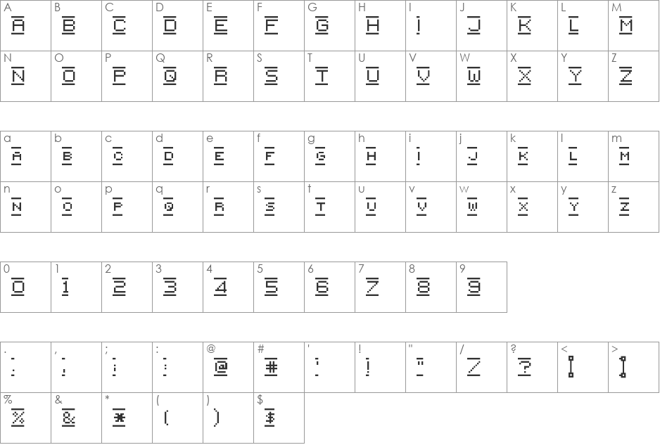 {PixelFlag} font character map preview