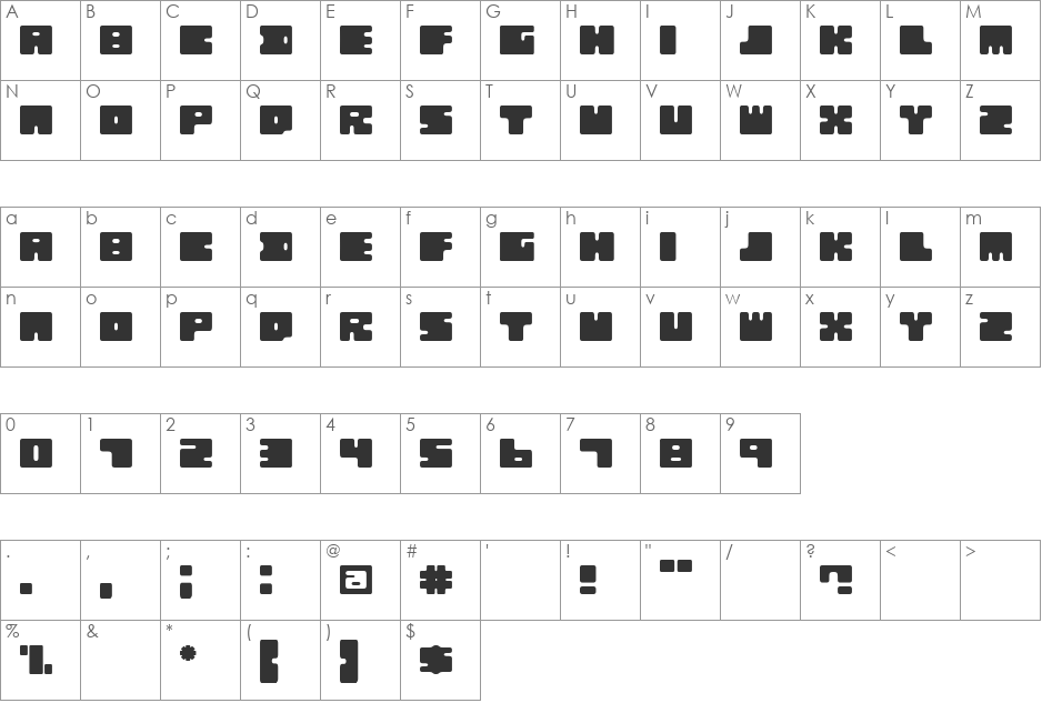 Q-bo font character map preview