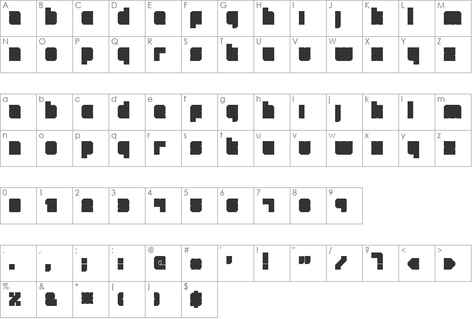 Qbic font character map preview