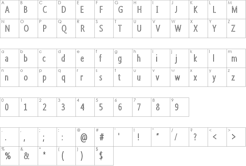 Qoncrete font character map preview