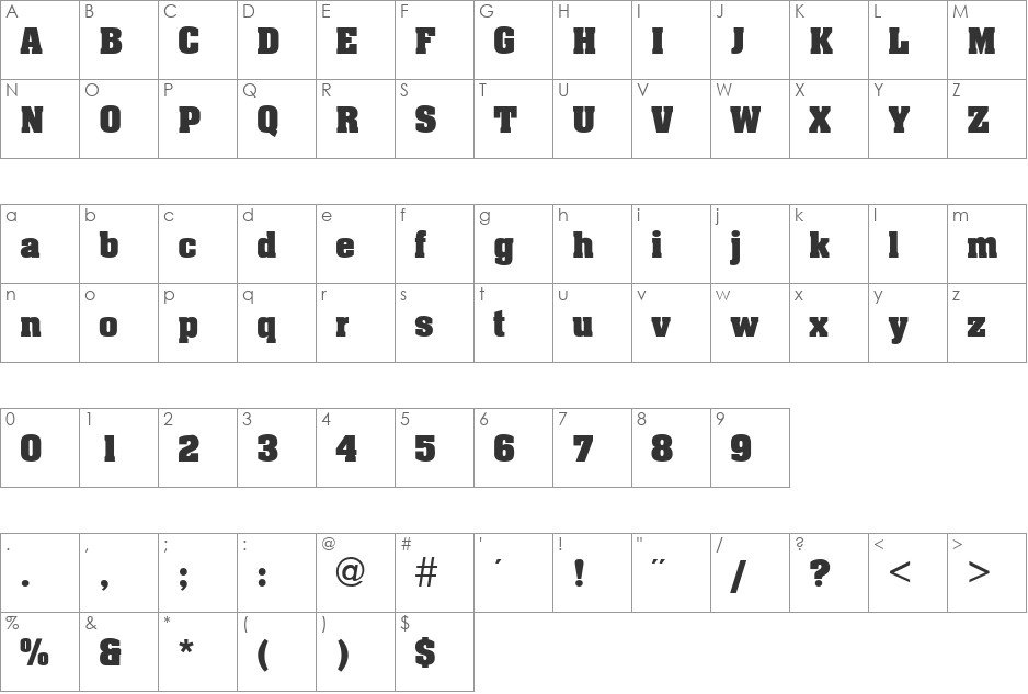 QTAtchen font character map preview