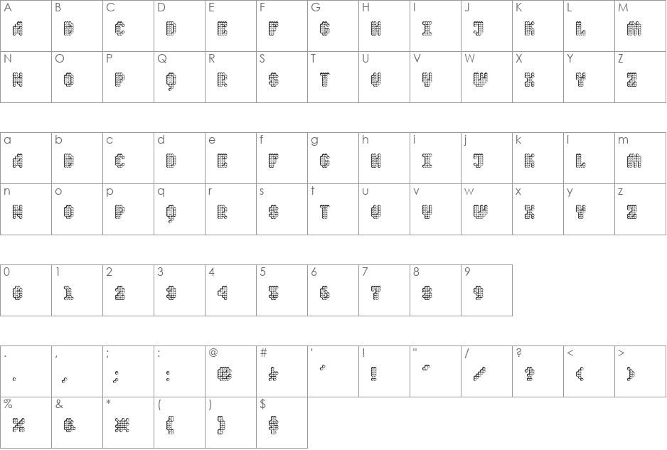 Quad font character map preview