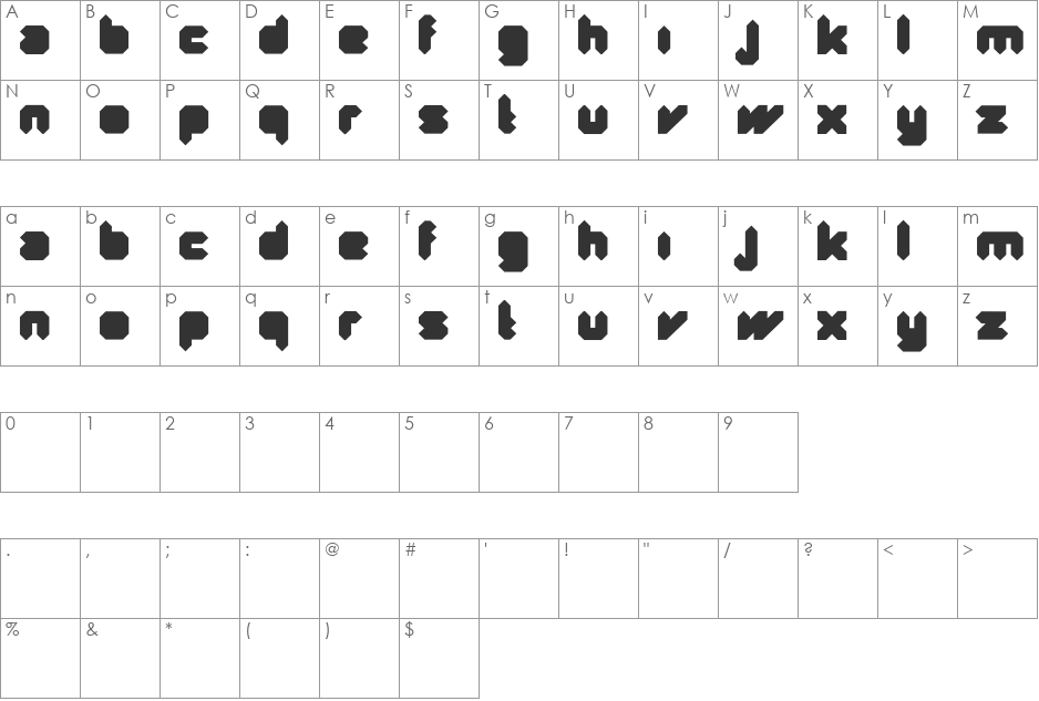 Quad Ultra font character map preview