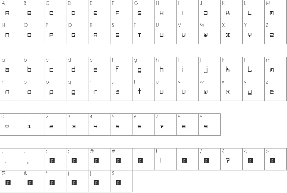 Quadrata font character map preview