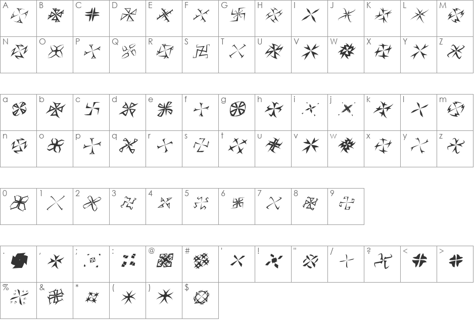 QuadrigAlphabetTwo font character map preview