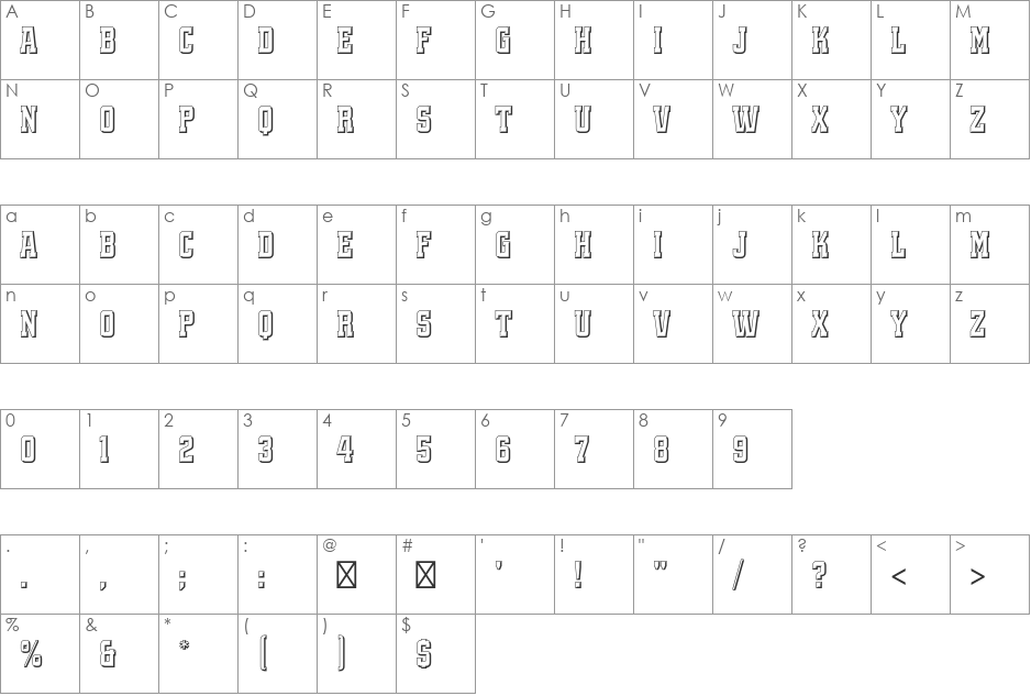 Quadrus Std font character map preview