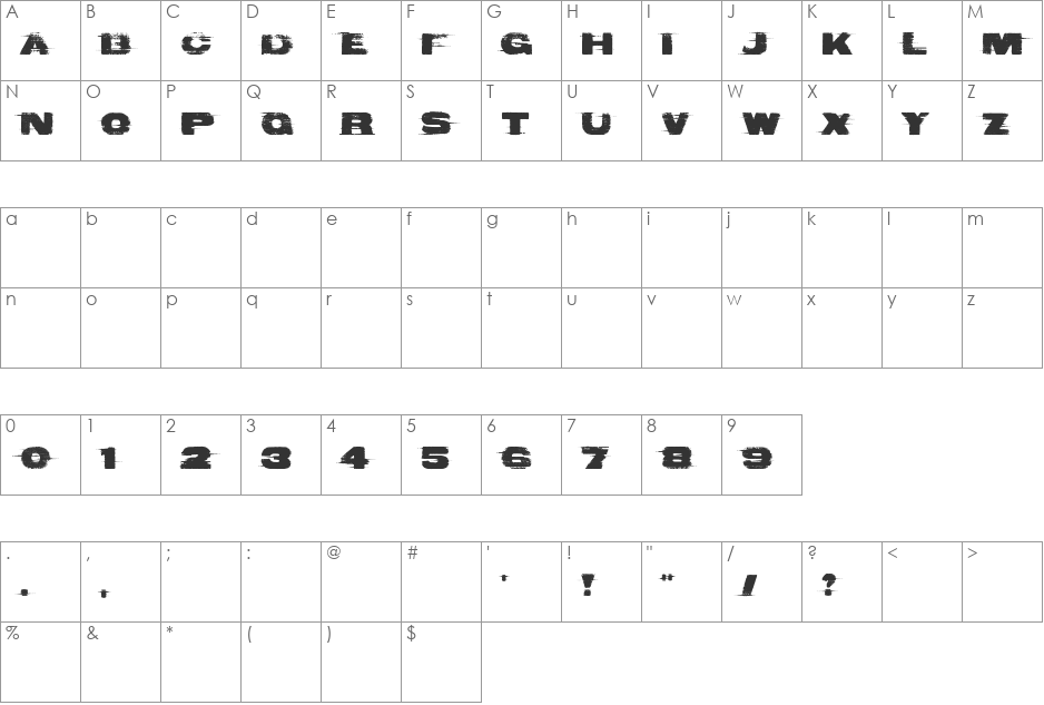 Bad Coma font character map preview