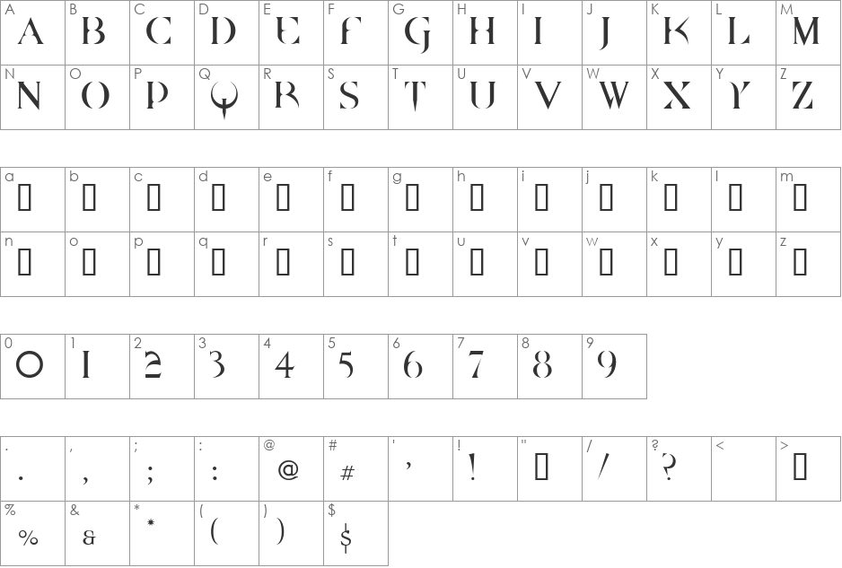 QUAKE2 font character map preview