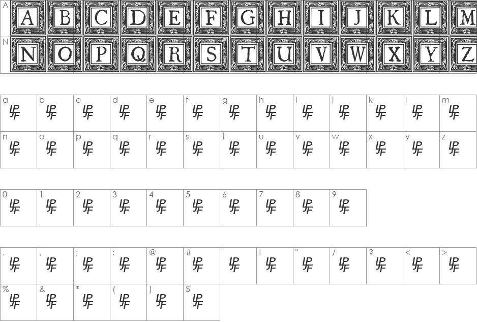 QuaNauticale_Initials_No2 font character map preview