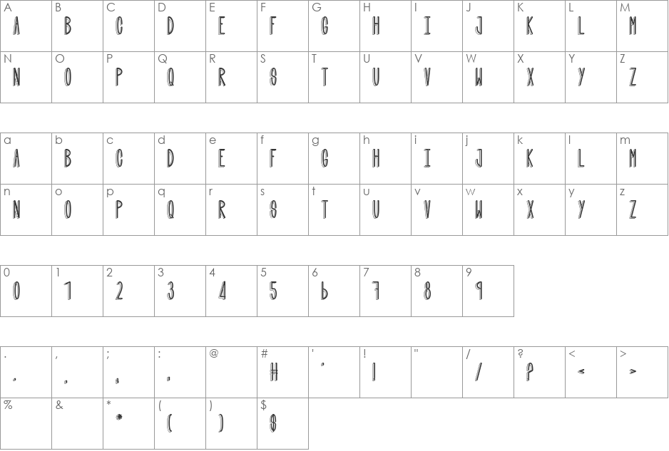 Quand tu n'es pas l font character map preview