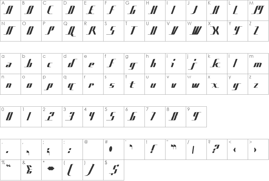 Bad Films font character map preview