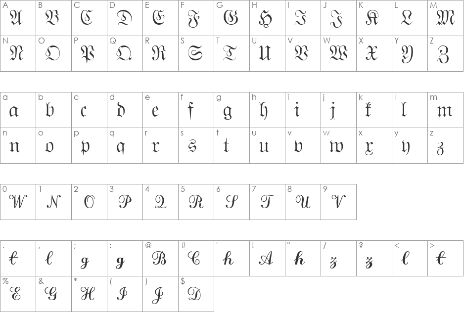 QuantaPiSixSSi font character map preview