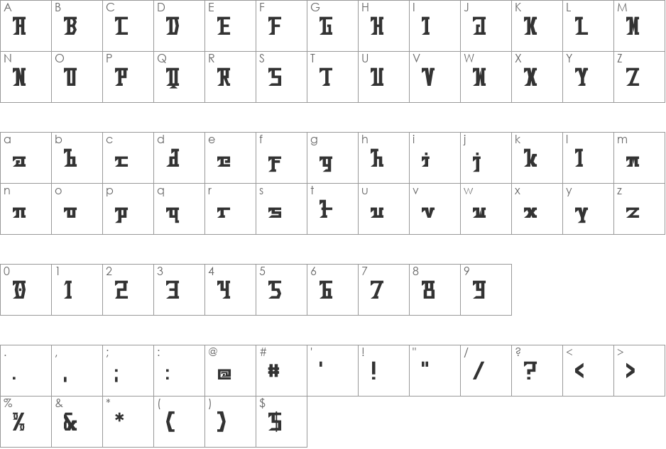 Bad Future font character map preview