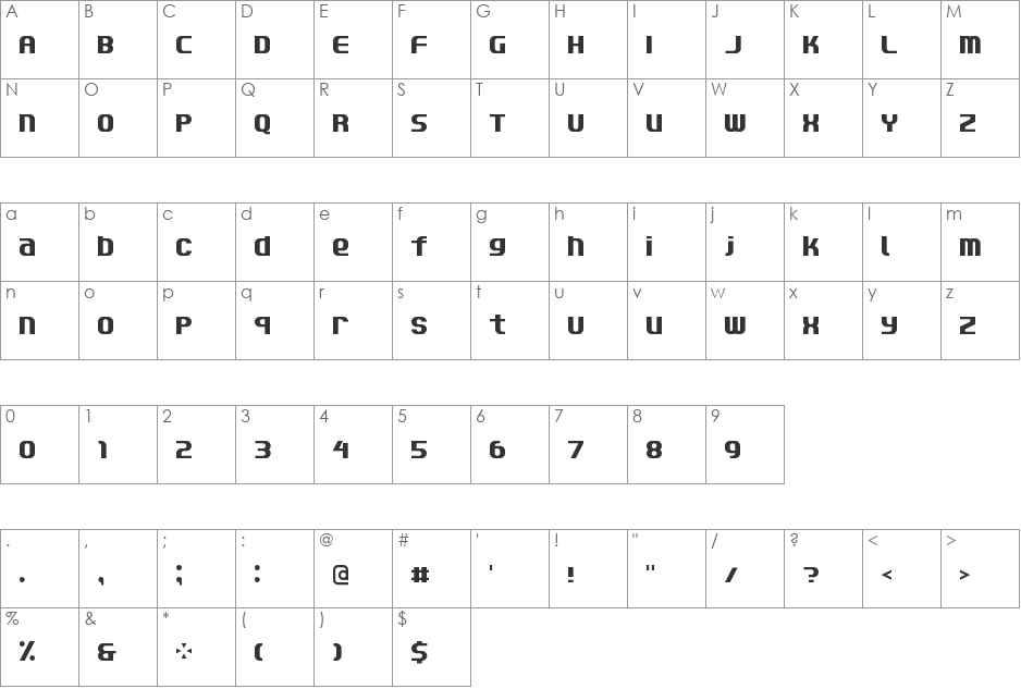 Quantifier NBP font character map preview