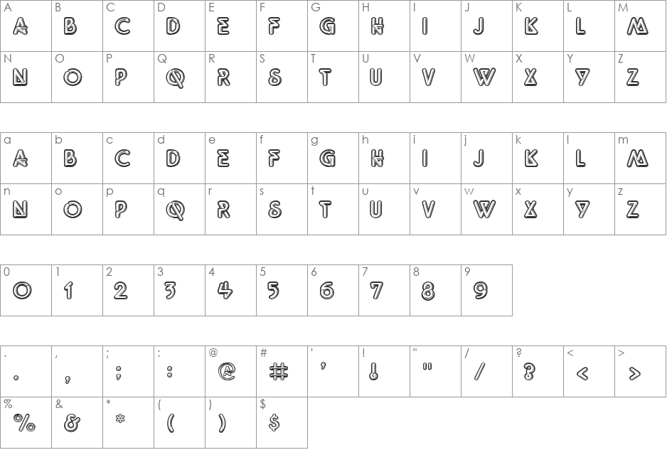 Quantum font character map preview