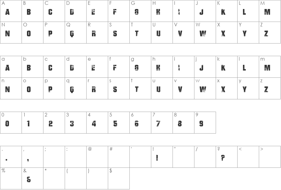 BAD GRUNGE font character map preview
