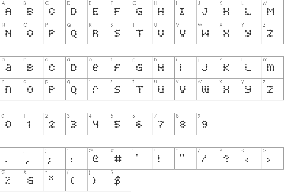 Quarky font character map preview