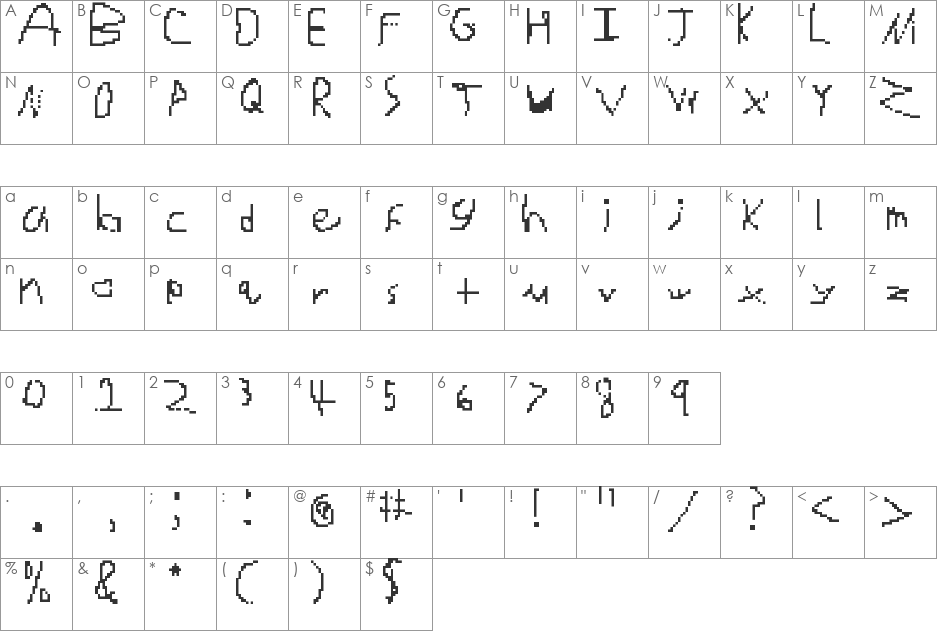 Bad Handwriting font character map preview