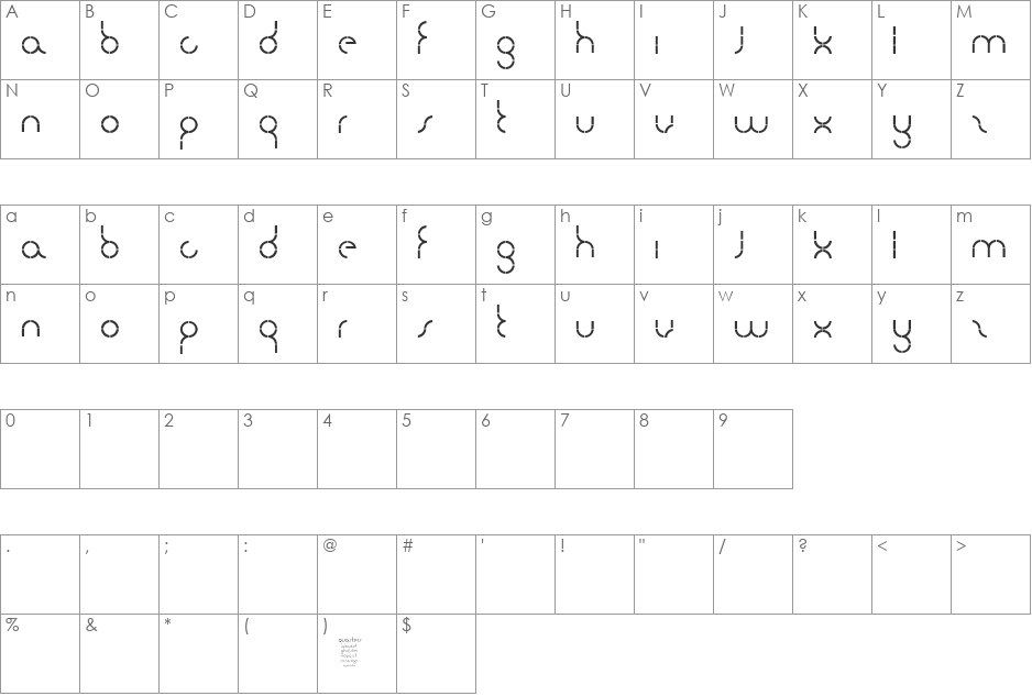 quarters font character map preview