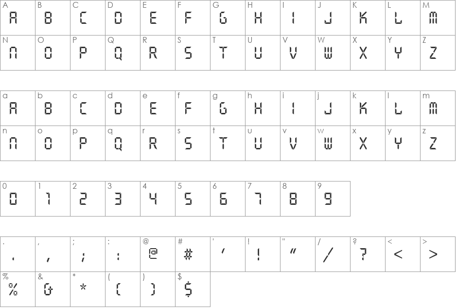 Quartz font character map preview