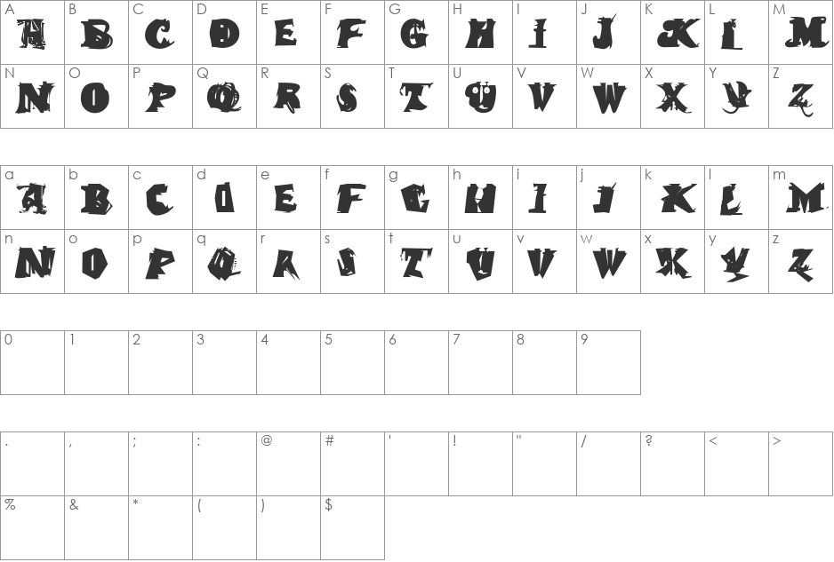 QuasimodoCaps font character map preview