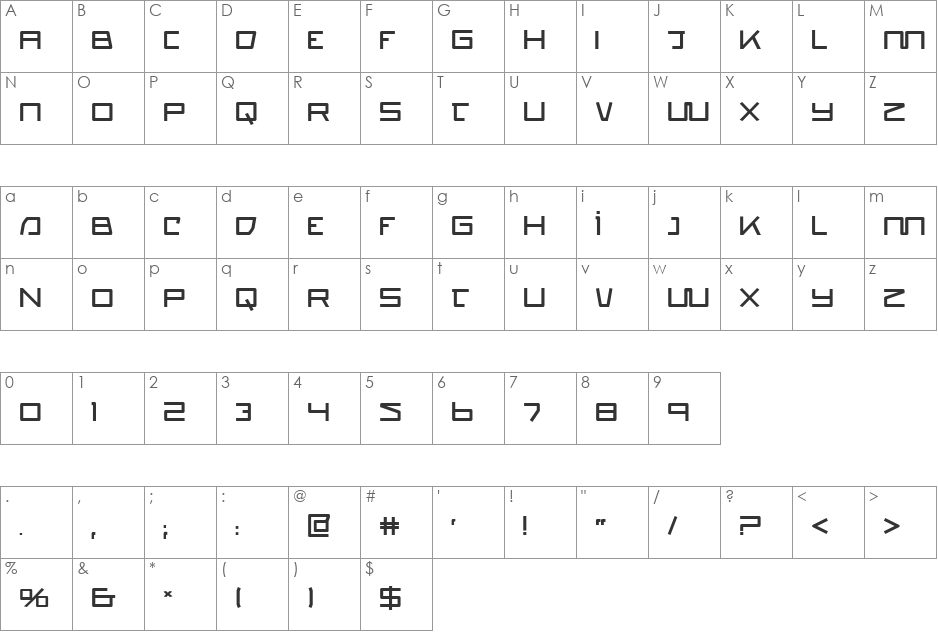 Quasitron Bold font character map preview