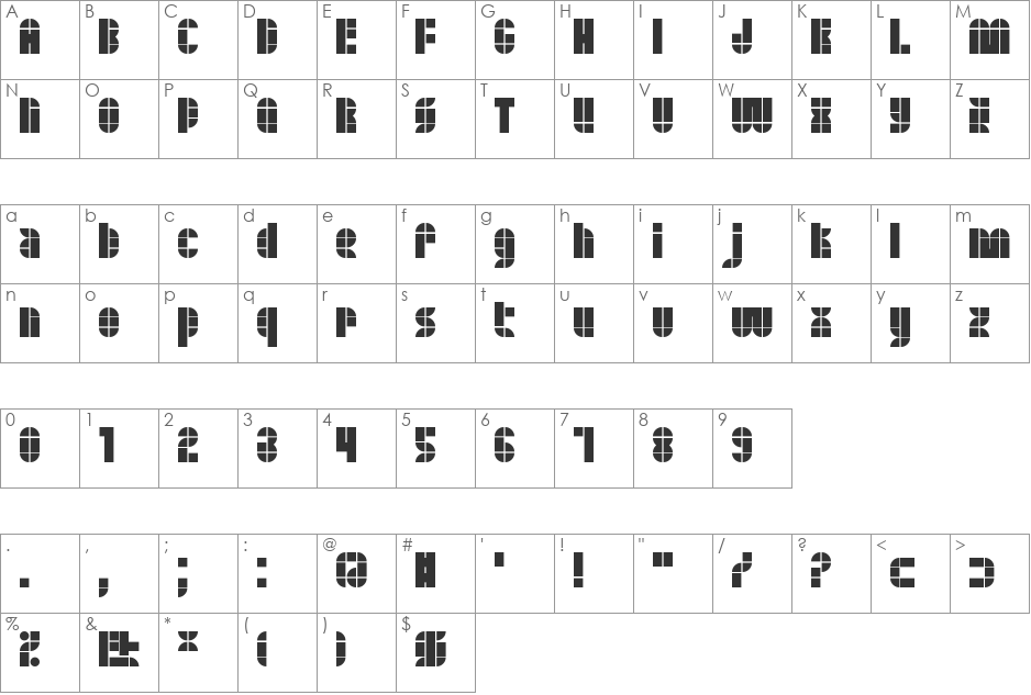 Quasoid font character map preview
