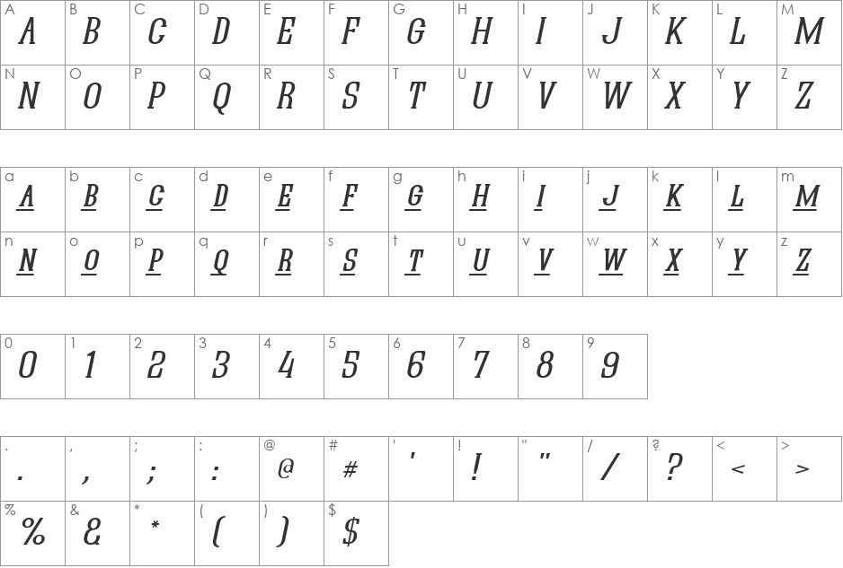 Quastic Kaps Line font character map preview