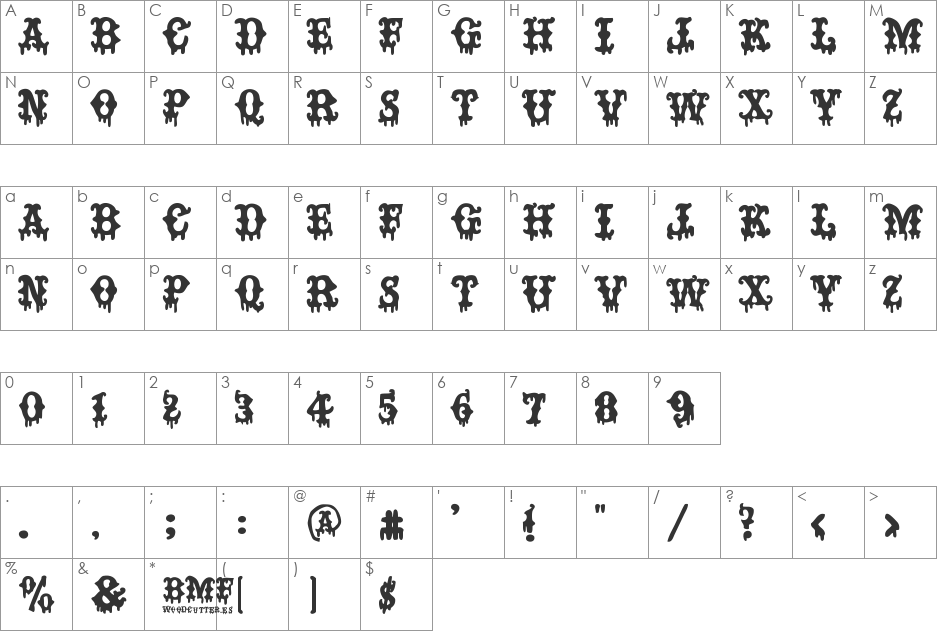 BAD MOTHER FUCKER font character map preview