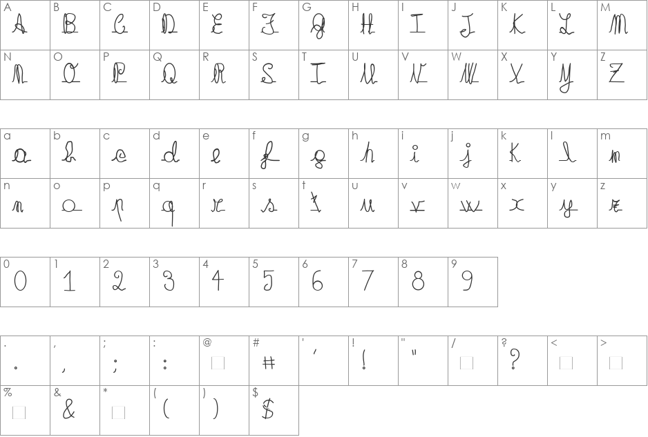 Quattrocchi font character map preview