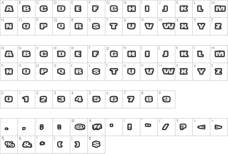 Bad Pizza font character map preview